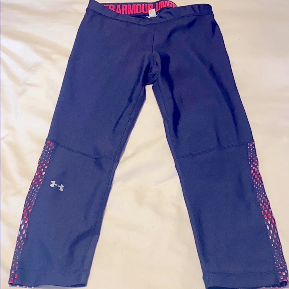 Dark Blue, pink & white accent pattern leggings